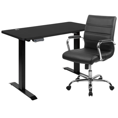 riser desk with office chair