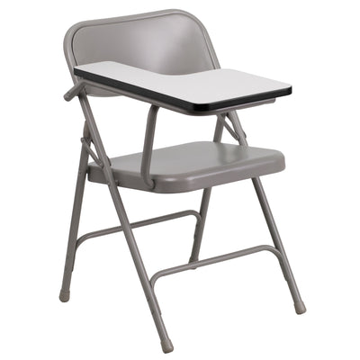 metal folding chair with tablet arm