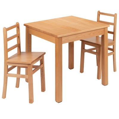 square wood activity table with chairs