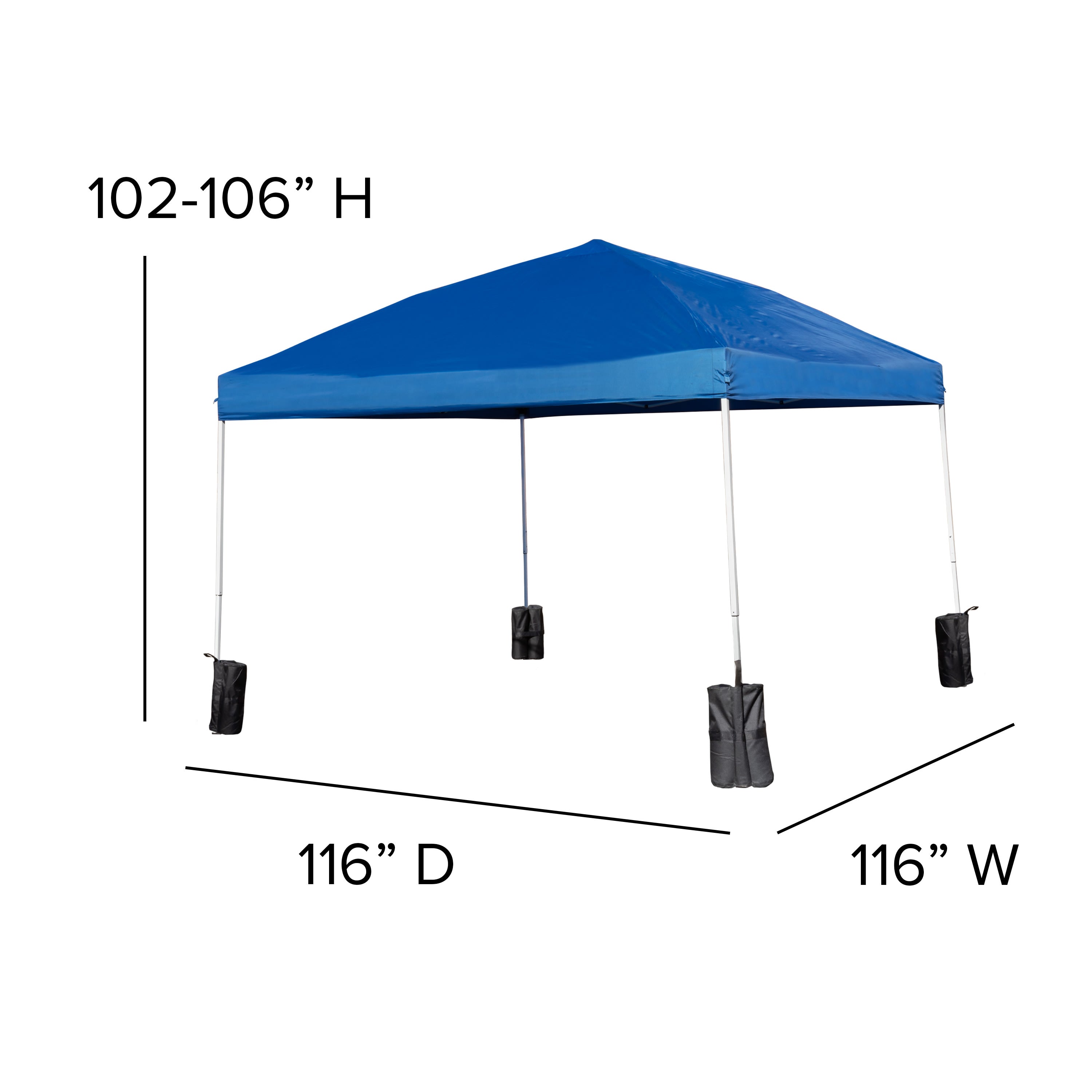 10'x10' Pop Up Event Straight Leg Canopy Tent with Sandbags and Wheeled Case