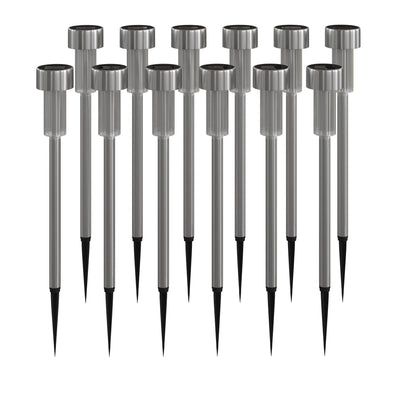12 Pack Stainless Steel LED Solar Lights, Weather Resistant Outdoor Solar Powered Lights for Pathway, Garden, & Yard - View 1