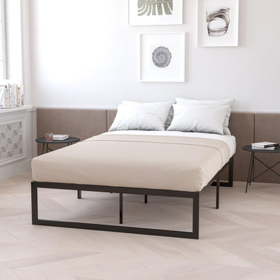 14 Inch Metal Platform Bed Frame - No Box Spring Needed with Steel Slat Support and Quick Lock Functionality - View 2