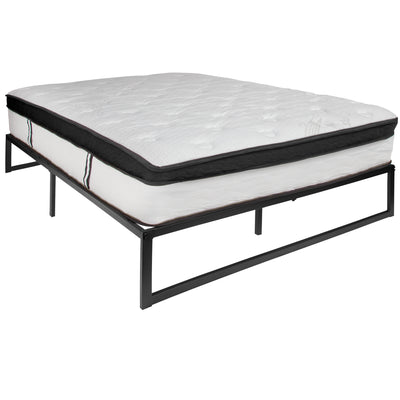 14 Inch Metal Platform Bed Frame with 12 Inch Memory Foam Pocket Spring Mattress in a Box (No Box Spring Required) - View 1