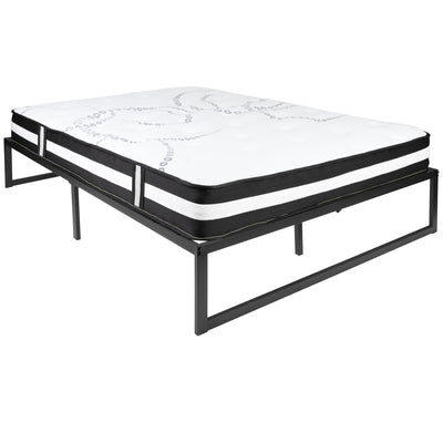 14 Inch Metal Platform Bed Frame with 12 Inch Pocket Spring Mattress in a Box (No Box Spring Required) - View 1