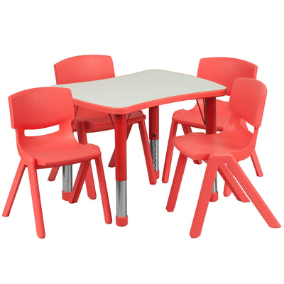 21.875"W x 26.625"L Rectangular Plastic Height Adjustable Activity Table Set with 4 Chairs - View 1