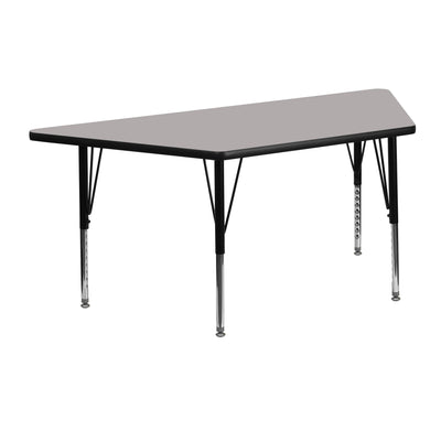 22.5''W x 45''L Trapezoid HP Laminate Activity Table - Height Adjustable Short Legs - View 1