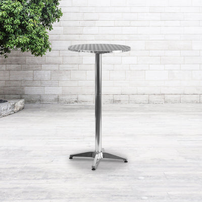 23.25" Round Aluminum Indoor-Outdoor Bar Height Table with Flip-Up Table - View 2