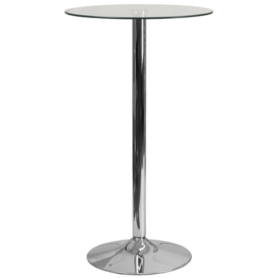23.5'' Round Glass Table with 35.5''H Chrome Base - View 1