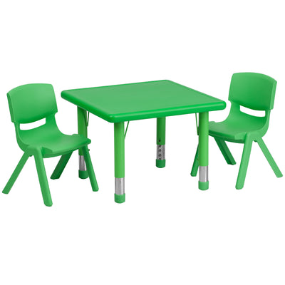 24" Square Plastic Height Adjustable Activity Table Set with 2 Chairs - View 1