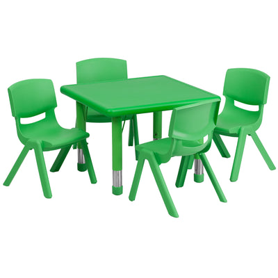 24" Square Plastic Height Adjustable Activity Table Set with 4 Chairs - View 1