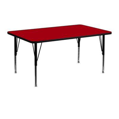 24''W x 48''L Rectangular Thermal Laminate Activity Table - Height Adjustable Short Legs - View 1