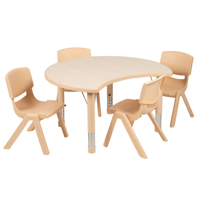 25.125"W x 35.5"L Crescent Plastic Height Adjustable Activity Table Set with 4 Chairs - View 1