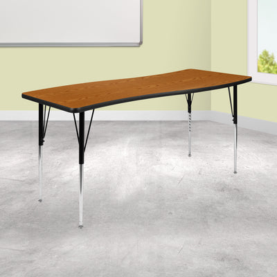 26"W x 60"L Rectangle Wave Flexible Collaborative Thermal Laminate Activity Table - Standard Height Adjustable Legs - View 2