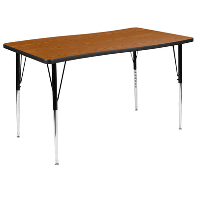 28"W x 47.5"L Rectangle Wave Flexible Collaborative Thermal Laminate Activity Table - Standard Height Adjustable Legs - View 1