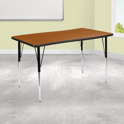 28"W x 47.5"L Rectangle Wave Flexible Collaborative Thermal Laminate Activity Table - Standard Height Adjustable Legs - View 2