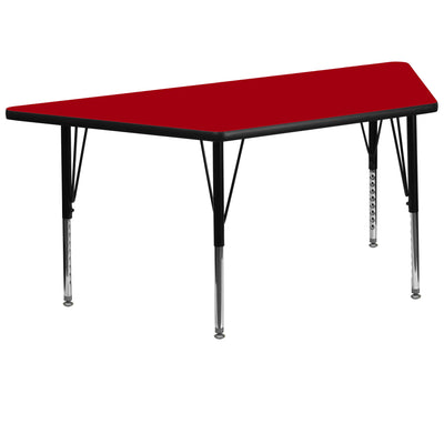 29''W x 57''L Trapezoid Thermal Laminate Activity Table - Height Adjustable Short Legs - View 1