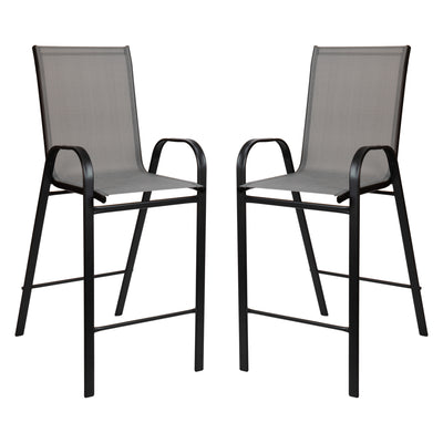2 Pack Brazos Series Outdoor Barstools with Flex Comfort Material and Metal Frame - View 1