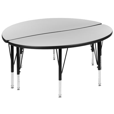 2 Piece 47.5" Circle Wave Flexible Grey Thermal Laminate Activity Table Set - Height Adjustable Short Legs - View 1