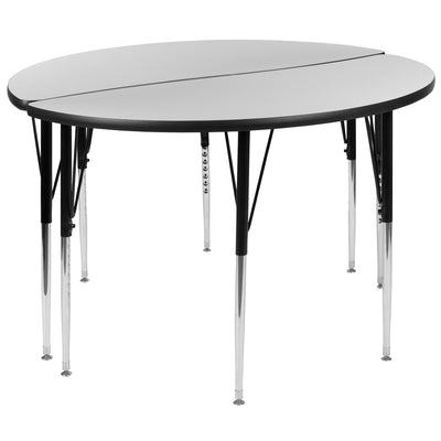 2 Piece 47.5" Circle Wave Flexible Grey Thermal Laminate Activity Table Set - Standard Height Adjustable Legs - View 1