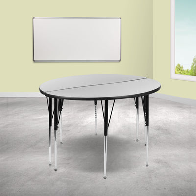 2 Piece 47.5" Circle Wave Flexible Grey Thermal Laminate Activity Table Set - Standard Height Adjustable Legs - View 2