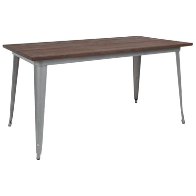 30.25" x 60" Rectangular Metal Indoor Table with Rustic Wood Top - View 1