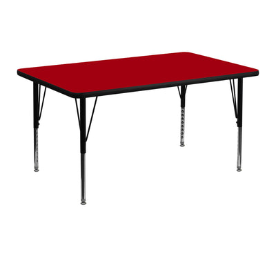 30''W x 48''L Rectangular Thermal Laminate Activity Table - Height Adjustable Short Legs - View 1