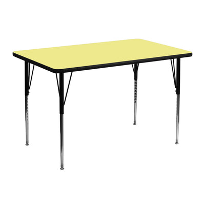 30''W x 48''L Rectangular Thermal Laminate Activity Table - Standard Height Adjustable Legs - View 1