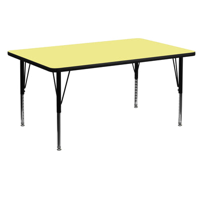 30''W x 60''L Rectangular Thermal Laminate Activity Table - Height Adjustable Short Legs - View 1