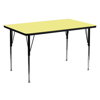 30''W x 60''L Rectangular Thermal Laminate Activity Table - Standard Height Adjustable Legs - View 1