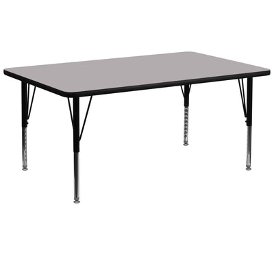 30''W x 72''L Rectangular Thermal Laminate Activity Table - Height Adjustable Short Legs - View 1