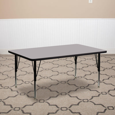 30''W x 72''L Rectangular Thermal Laminate Activity Table - Height Adjustable Short Legs - View 2