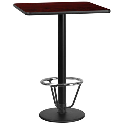 30'' Square Laminate Table Top with 18'' Round Bar Height Table Base and Foot Ring - View 1
