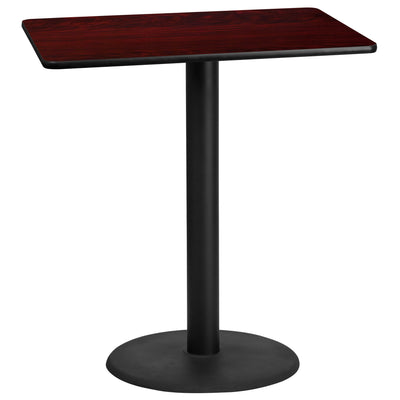 30'' x 42'' Rectangular Laminate Table Top with 24'' Round Bar Height Table Base - View 1
