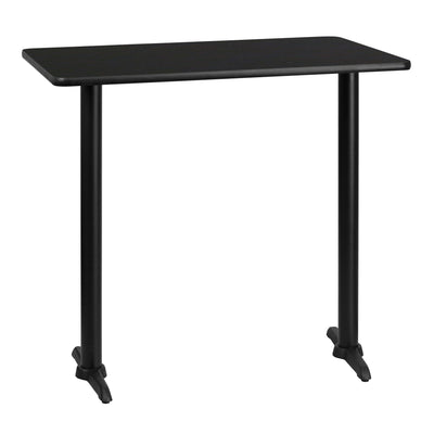 30'' x 42'' Rectangular Laminate Table Top with 5'' x 22'' Bar Height Table Bases - View 1