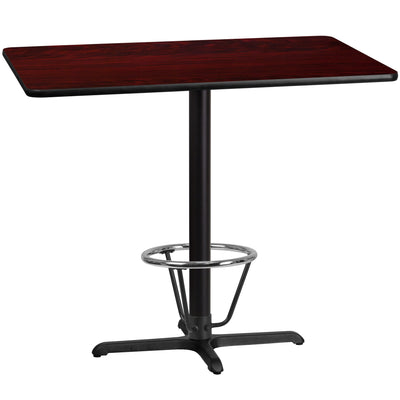 30'' x 48'' Rectangular Laminate Table Top with 23.5'' x 29.5'' Bar Height Table Base and Foot Ring - View 1