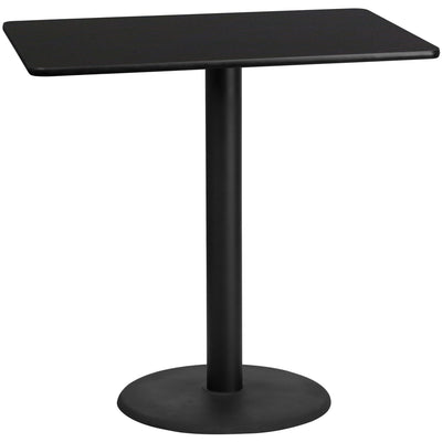 30'' x 48'' Rectangular Laminate Table Top with 24'' Round Bar Height Table Base - View 1