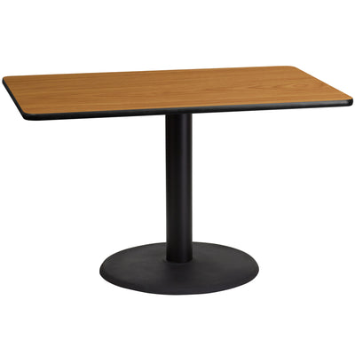 30'' x 48'' Rectangular Laminate Table Top with 24'' Round Table Height Base - View 1