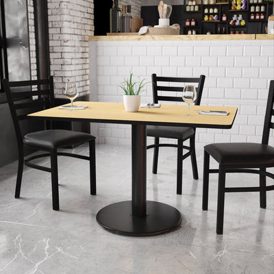 30'' x 48'' Rectangular Laminate Table Top with 24'' Round Table Height Base - View 2