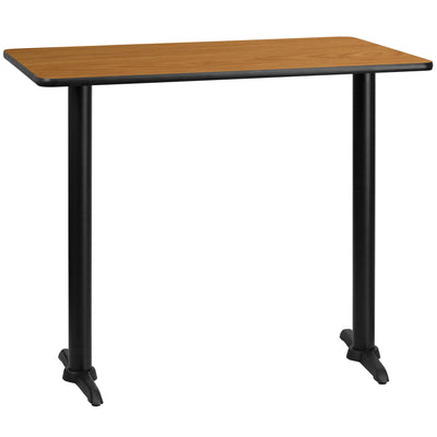 30'' x 48'' Rectangular Laminate Table Top with 5'' x 22'' Bar Height Table Bases - View 1