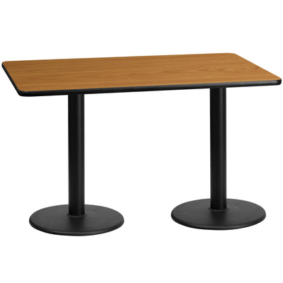 30'' x 60'' Rectangular Laminate Table Top with 18'' Round Table Height Bases - View 1