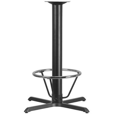 33'' x 33'' Restaurant Table X-Base with 4'' Dia. Bar Height Column and Foot Ring - View 1