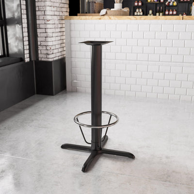 33'' x 33'' Restaurant Table X-Base with 4'' Dia. Bar Height Column and Foot Ring - View 2