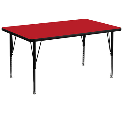 36''W x 72''L Rectangular HP Laminate Activity Table - Height Adjustable Short Legs - View 1