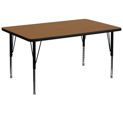 36''W x 72''L Rectangular Thermal Laminate Activity Table - Height Adjustable Short Legs - View 1