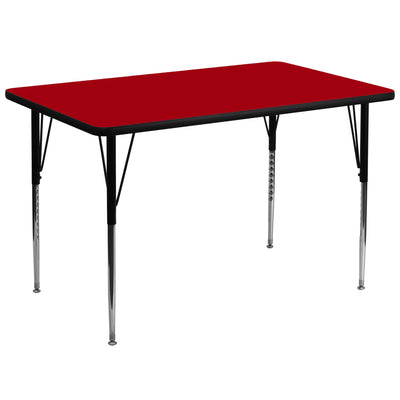 36''W x 72''L Rectangular Thermal Laminate Activity Table - Standard Height Adjustable Legs - View 1