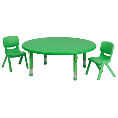 45" Round Plastic Height Adjustable Activity Table Set with 2 Chairs - View 1