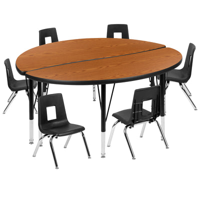 47.5" Circle Wave Flexible Laminate Activity Table Set with 12" Student Stack Chairs - View 1