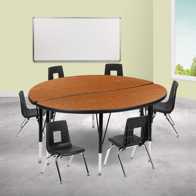 47.5" Circle Wave Flexible Laminate Activity Table Set with 12" Student Stack Chairs - View 2