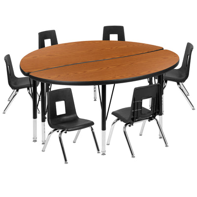 47.5" Circle Wave Flexible Laminate Activity Table Set with 14" Student Stack Chairs - View 1