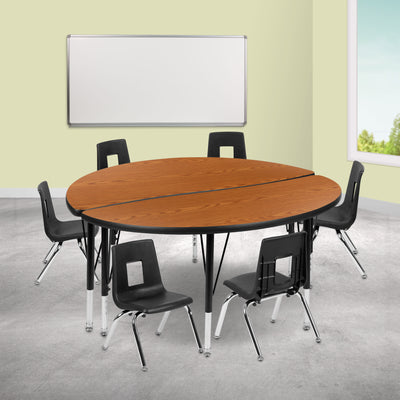 47.5" Circle Wave Flexible Laminate Activity Table Set with 14" Student Stack Chairs - View 2